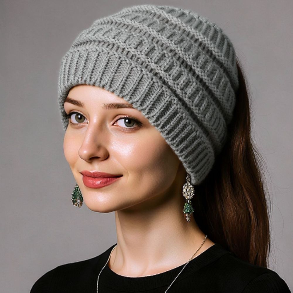 Fleece Ear Warmer Band - Zimowa dziergana opaska na głowę, damska,
