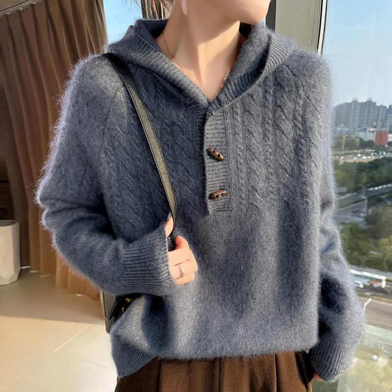 Sweter damski z kapturem, dzie – Wool Coat Peacoat recenzja i cena